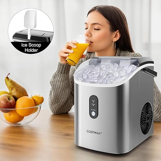 COSTWAY Nugget Countertop Ice Maker, Ready in 6 Mins, 34 lbs/24H, Ice Machine - Image 2