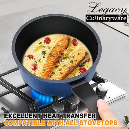 Nonstick Sauce Pan with Lid, 1.5Qt & 2Qt Set, PFOA Free, Kitchen Pots Induction - Image 6