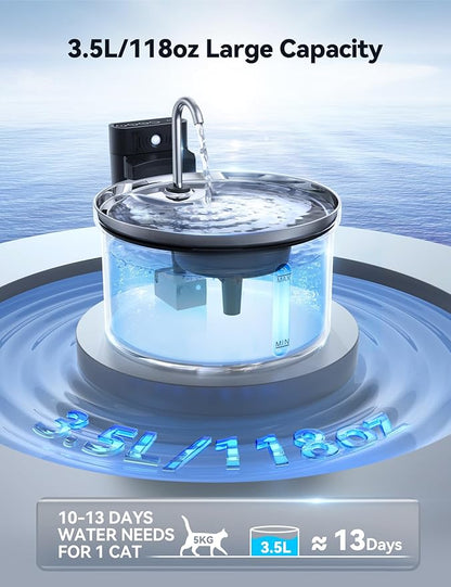 Wireless Cat Water Fountain Stainless Steel FEELNEEDY Smart Pet Water Fountain - Image 5