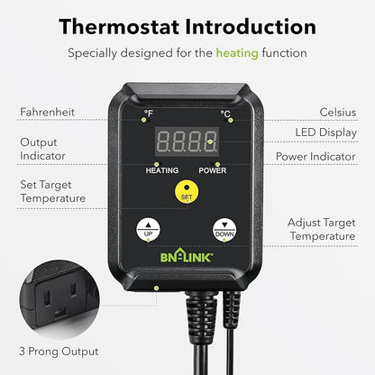 BN-LINK Reptile Thermostat Temperature Controller, Digital Heat Mat Thermostat - Image 2