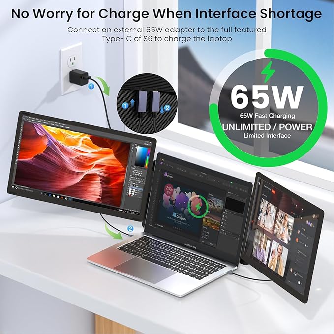14'' Screen Extender Portable Laptop Plug-play, 1080P IPS Laptop Monitor - Image 3