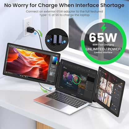14'' Screen Extender Portable Laptop Plug-play, 1080P IPS Laptop Monitor - Image 3