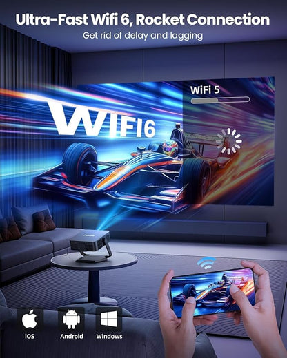 FUDONI Smart Projector with WiFi 6 and Bluetooth, 1080P Full HD Projector - Image 4