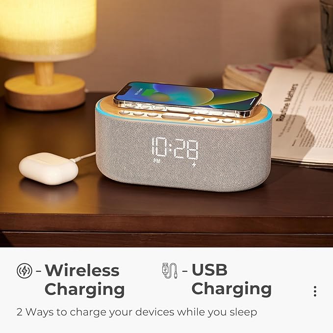 uscce Alarm Clock Bluetooth FM Radio: 10W Stereo Sound Speaker - Image 4