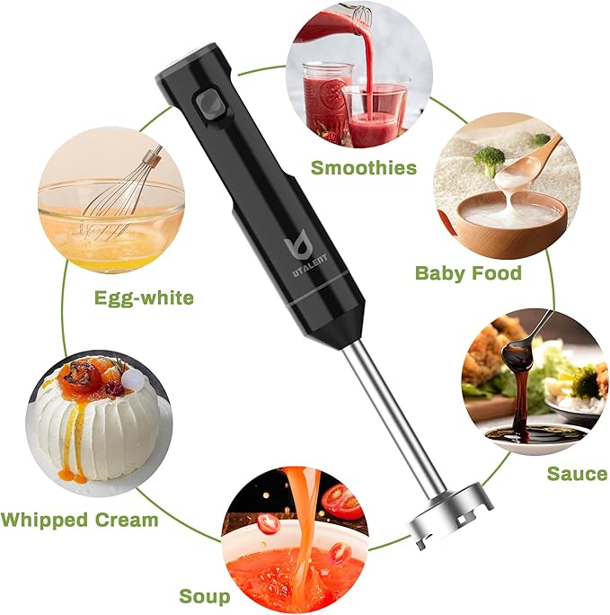 Cordless Hand Blender, UTALENT Variable Speed Immersion Blender Rechargeable - Image 4