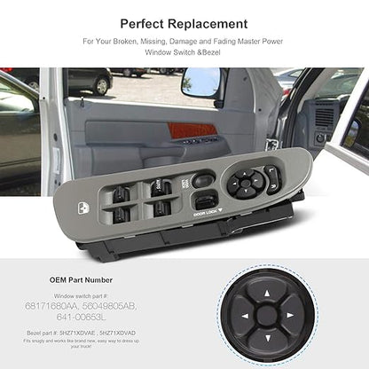BASIKER Master Power Window Switch and Bezel Driver Side and Window Bezel - Image 2
