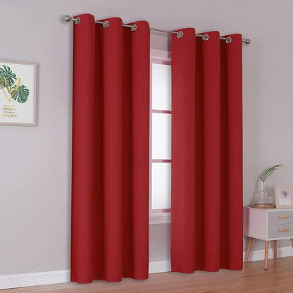 DUALIFE Christmas Red Blackout Curtains - Image 2