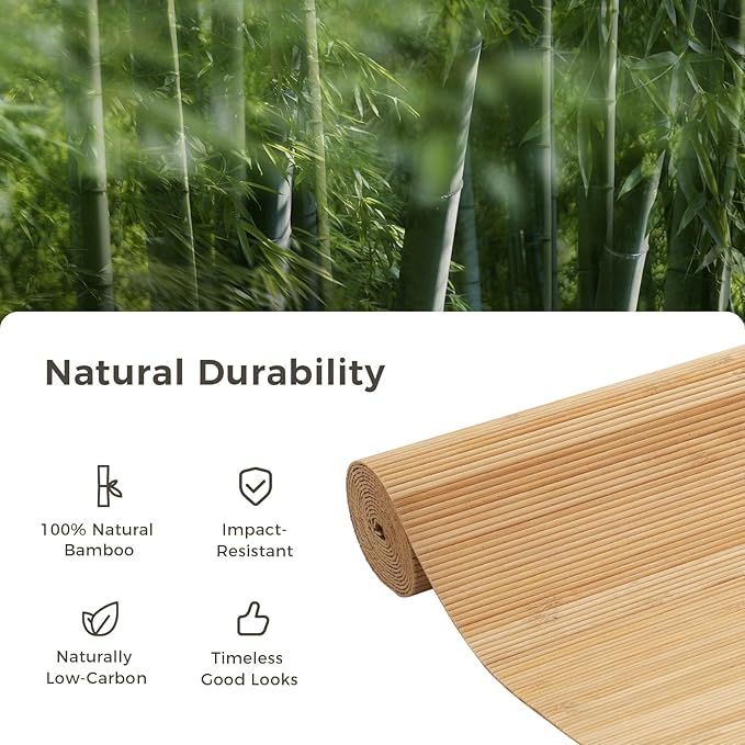 OUZUGIE 2 Pack 96x24 Inch Natural Bamboo Wall Panel – Twinned Carbides Pole - Image 7