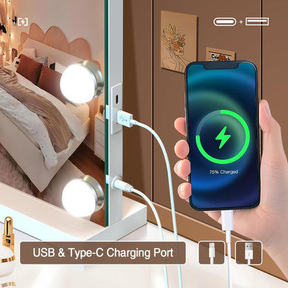 halumao Vanity Makeup Mirror with Lights, Light Up Mirror with Smart Touch 3 Colors Dimmable, Memory Function