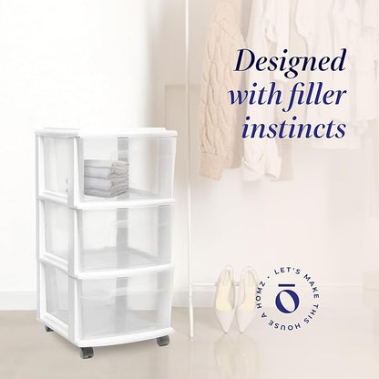 HOMZ Drawer Tower, 3-Tier Rolling Storage Cart - Image 4