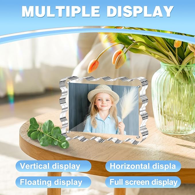Aheroi 4x6 Acrylic Picture Frames, 3 Pack Clear Scalloped Acrylic Photo Frame - Image 5