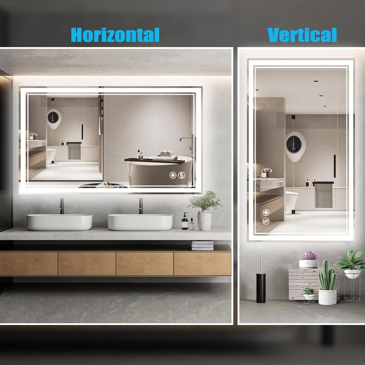 32 x 40'' LED Bathroom Mirror Anti-Fog Dimmable 3 Colors LED Mirror for Bathroom Lighted Mirror Vanity Mirror with Lights Wall Mounted Horizontal/Vertical