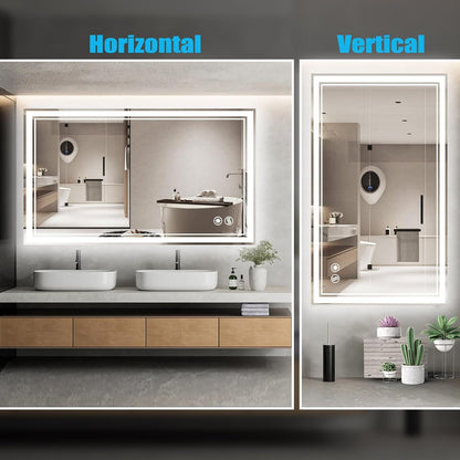 32 x 40'' LED Bathroom Mirror Anti-Fog Dimmable 3 Colors LED Mirror for Bathroom Lighted Mirror Vanity Mirror with Lights Wall Mounted Horizontal/Vertical