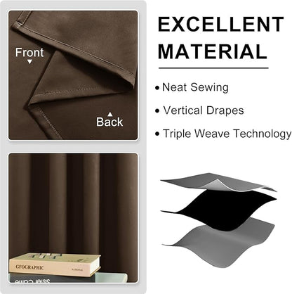 DWCN Brown Curtains 45 Inches Long, Thermal Blackout Drapes - Image 7