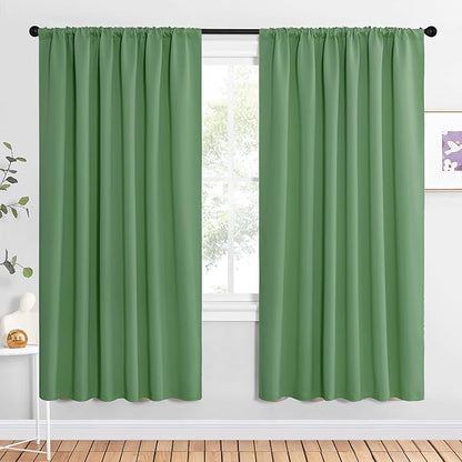 NICETOWN Bedroom Window Curtain Panels, Froest Green, 2 Panels, 62 in x 72 in by NICETOWN