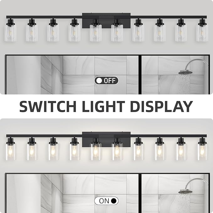DIKAIDA 10 Light Bathroom Vanity Lights Over Mirror, 65.4inch Black Vanity - Image 8