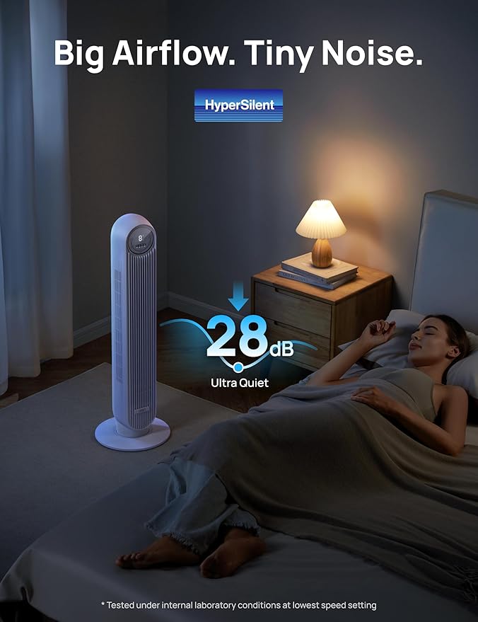 Dreo Tower Fan for Bedroom, 25ft/s Smart Standing Fans, 90° Oscillating Floor - Image 3