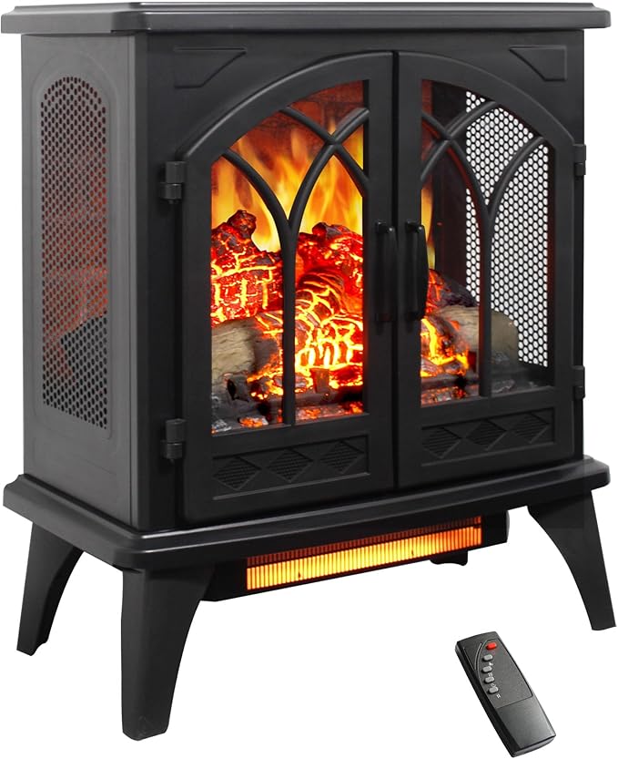 24" Electric Fireplace, Fireplace Heater w/Realistic Flame, Freestanding by Innoflame