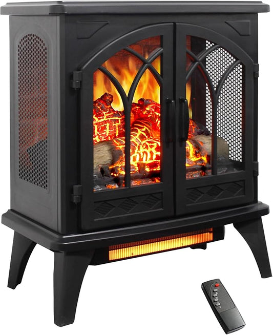 24" Electric Fireplace, Fireplace Heater w/Realistic Flame, Freestanding by Innoflame