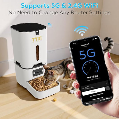 TYM Automatic Cat Feeder with Camera, 5G WiFi Auto Cat Dog Food Dispenser with - Image 5