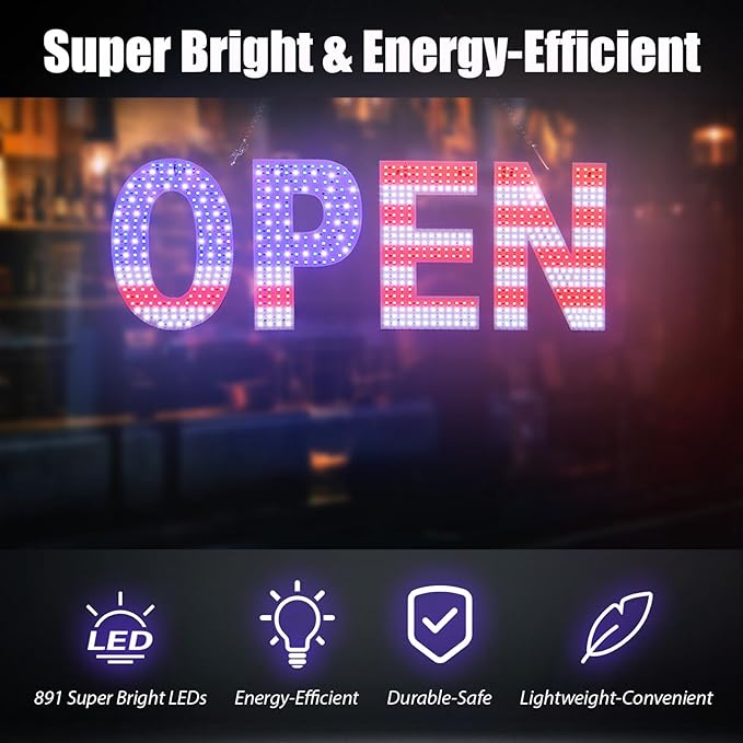 LED Open Signs for Business, Ultra Bright Adjustable Light Up Open Sign Led for - Image 5