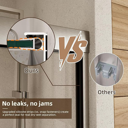 Shower Door, 56-60" W x 70" H Semi-Frameless Double Sliding Glass Shower Door - Image 6