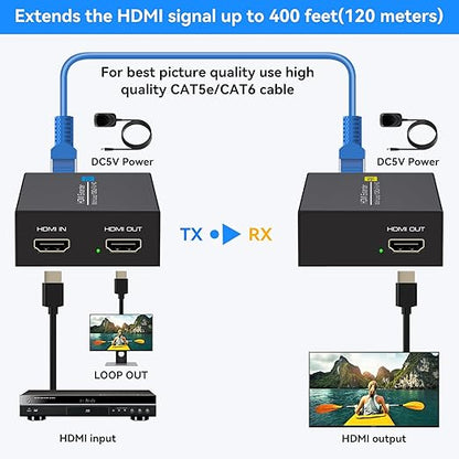 PVBCTCSID 400ft HDMI Extender Over Cat5e/6 1080P HDMI Monitor Extender Over - Image 2