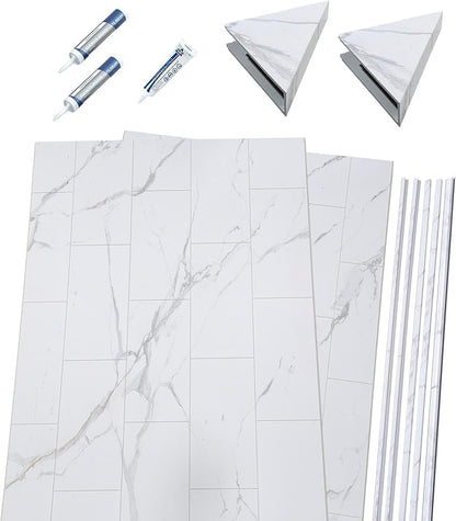 Palisade 78in x 36in x 36in Waterproof Vinyl Corner Shower Surround Kit - Image 2