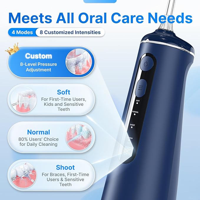 Water Flosser for Teeth, Cordless Oral Irrigator Portable Dental Cleaner Picks - Image 3