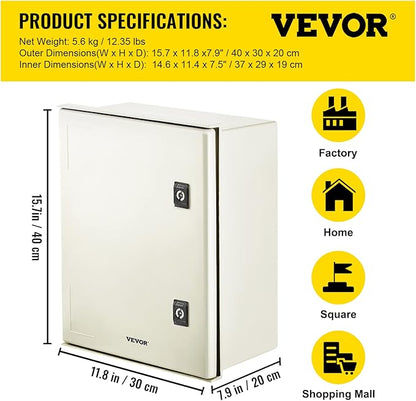 VEVOR Electrical Enclosure Box, 15.7'' ×11.8'' ×7.9'', Fiberglass Junction Box - Image 7