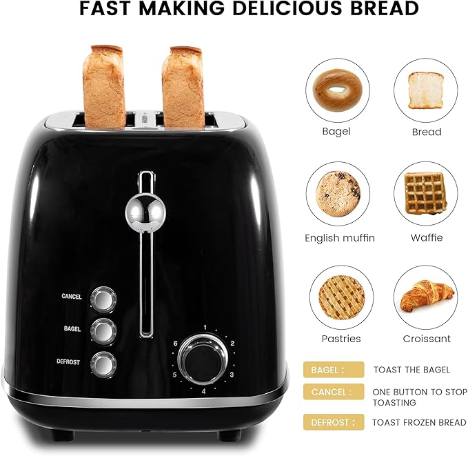 Roter Mond 2 Slice Toaster Retro Stainless Steel - Image 5