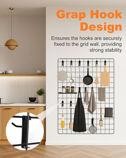 Alffun 50 Pack Grid Wall Hooks, 4 Inch Heavy Duty Wire Grid Display Hooks - Image 5