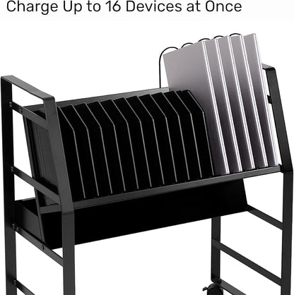 Line Leader 16-Device Mobile Charging Station | Steel Rolling Cart - Image 2