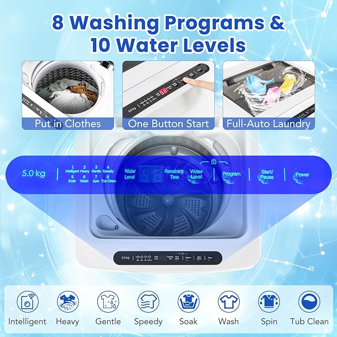 COSTWAY Portable Washing Machine, 11 LBS Full Automatic Portable Washer - Image 3