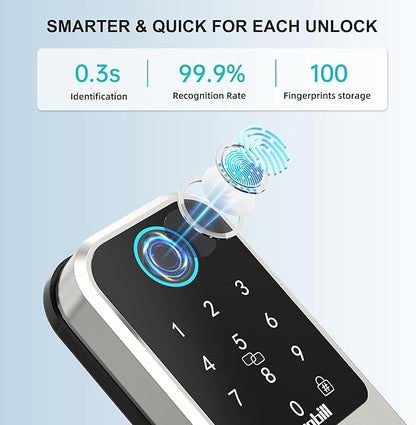 Hornbill WiFi Smart Lock Deadbolt, Keyless Entry Front Door Lock, Fingerprint - Image 3
