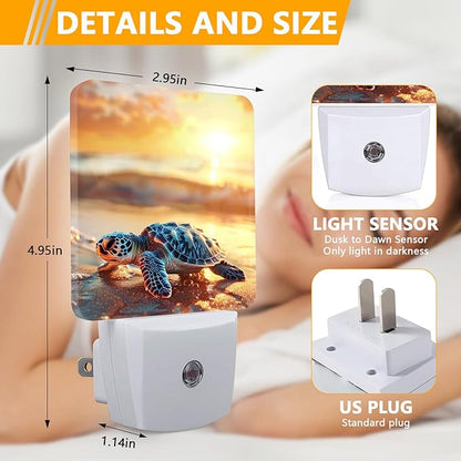 GANTINIR Sea Turtle Beach Sunrise Night Light, Plug-into Nightlight White LED - Image 2