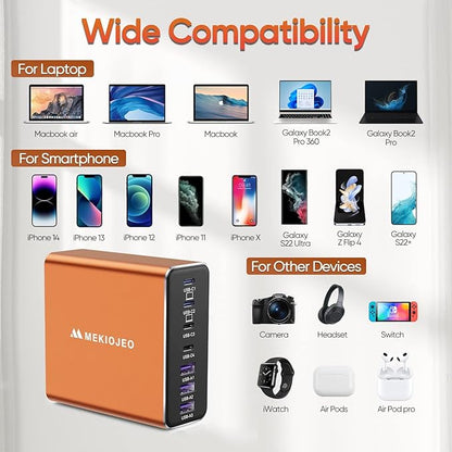 Aluminum Alloy USB C Charger GaN Charger Fast USB C Charging Station 7 Ports - Image 4