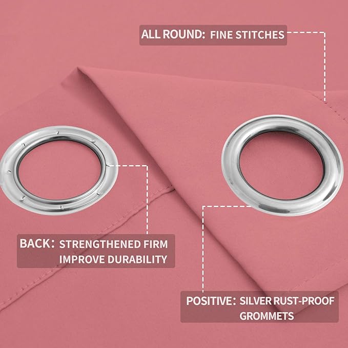 Easy-Going Blackout Curtains for Bedroom, Solid Thermal Insulated Grommet and - Image 4