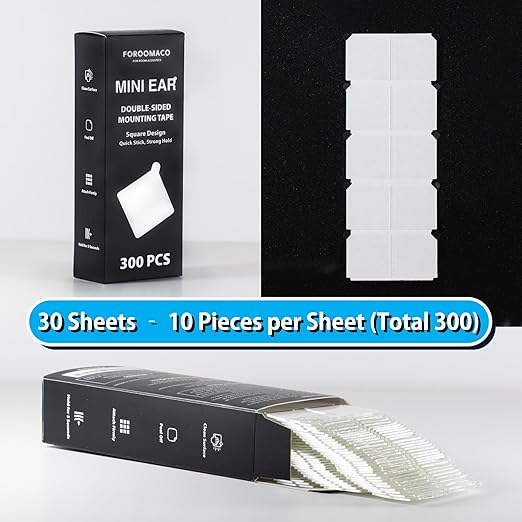 FOROOMACO 300 Pack Mini Ear Double-Sided Mounting Tape Square Heavy Duty - Image 7