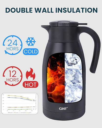 GiNT 1.9L / 64Oz Thermal Coffee Carafe, Insulated Stainless Steel Coffee Carafes - Image 4