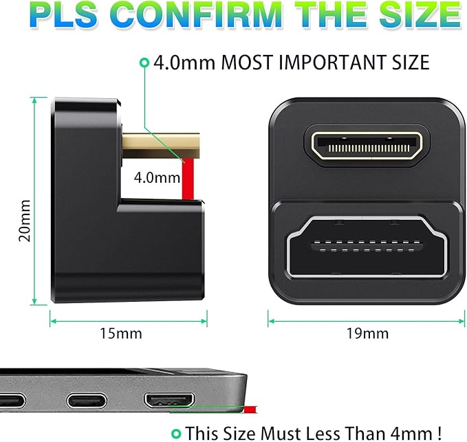 AGVEE 3 Pack 180 Degree Angled Mini HDMI Male to HDMI Female Adapter, U-Shaped - Image 7
