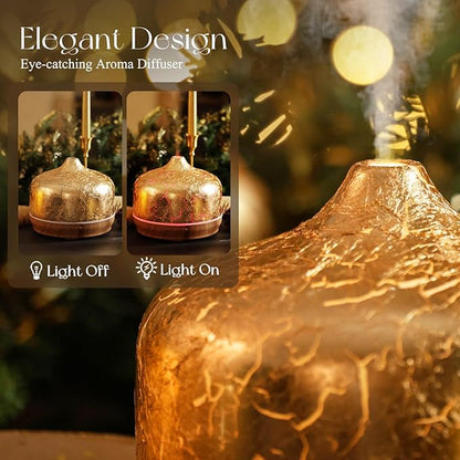 Porseme 500ml Essential Oil Diffuser Gold Plated Glass Aromatherapy Ultrasonic - Image 7