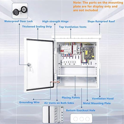 Outdoor Electrical Box 20'' x 16'' x 8'' One-Piece Ventilation Design - Image 3