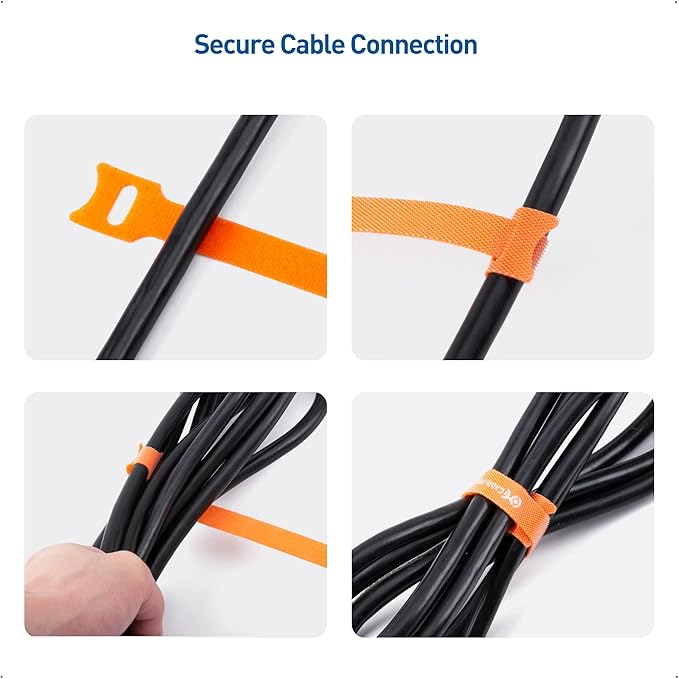Cable Matters 100-Pack Hook-and-Loop Reusable Cable Ties, Sizes 4", Cord - Image 4