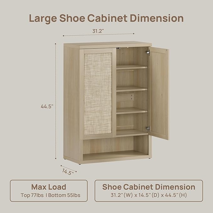 SICOTAS Rattan Shoe Storage Cabinet - Image 2