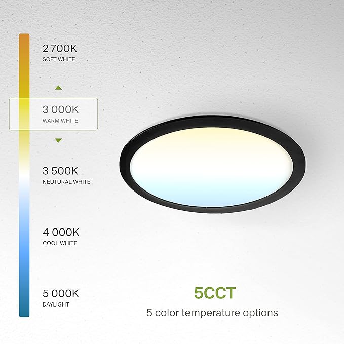 ASD 1 Pack 11/12 Inch LED Recessed Lighting 24W, 5 CCT 2700K-5000K CRI90+ - Image 6