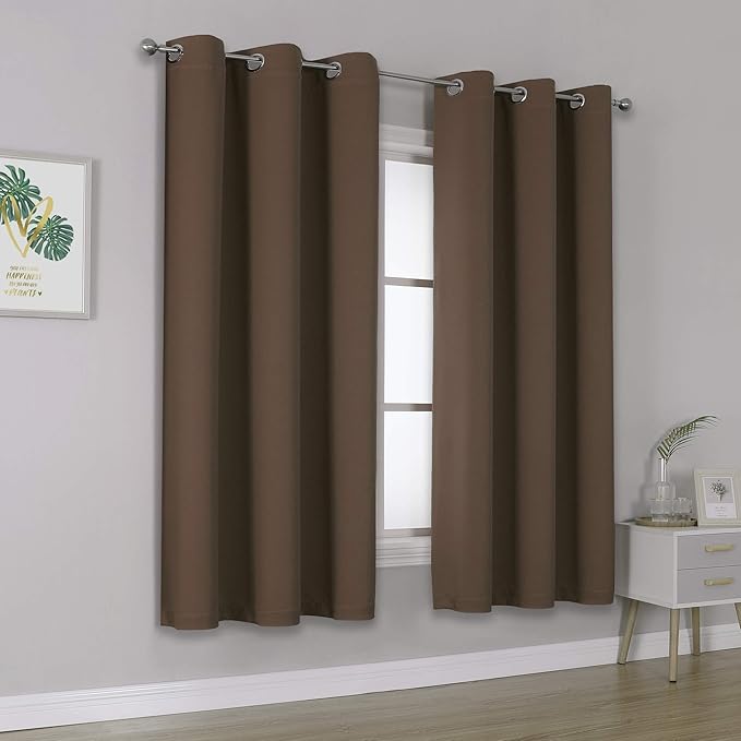 DUALIFE Brown Curtains 72 Inch Length 2 Panels Coffee Color Curtains - Image 2