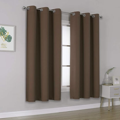 DUALIFE Brown Curtains 72 Inch Length 2 Panels Coffee Color Curtains - Image 2