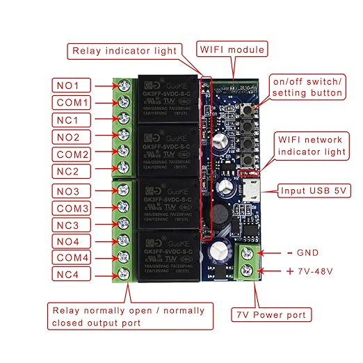 Ewelink WiFi Wireless Smart Relay Module USB 5v 4 Channel Inching Self-Lock - Image 4