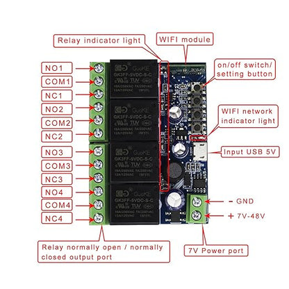 Ewelink WiFi Wireless Smart Relay Module USB 5v 4 Channel Inching Self-Lock - Image 4